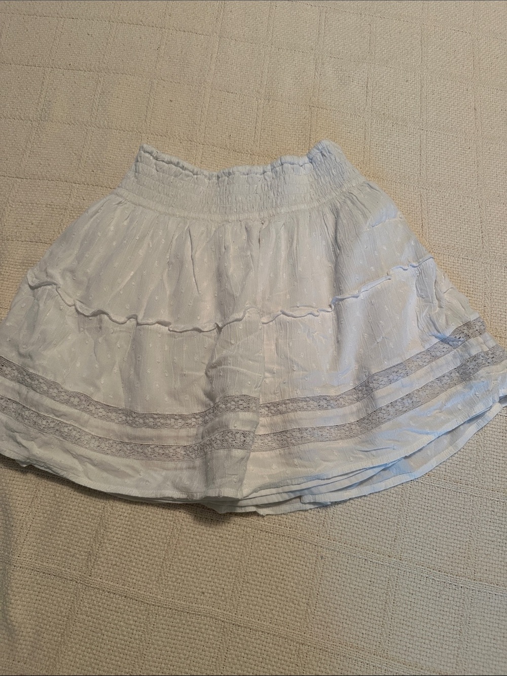 Hollister White Tiered Eyelet Lace Skater Skirt
